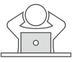 Symbolbild Prävention - Mensch hinter einem Laptop